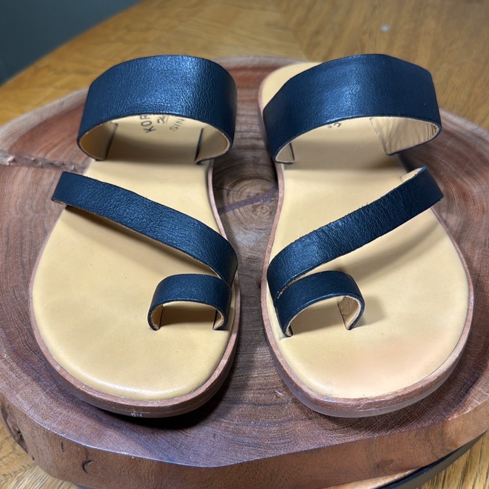 HTF KORK EASE 3 STRAP LEATHER SLIP ON SANDALS - Picture 5 of 14